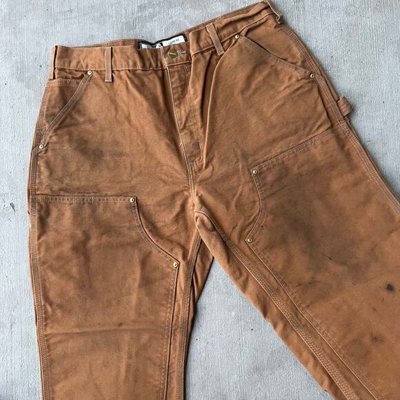 Vintage Y2K Carhartt brown DIRTY double knee work wear carpenter pants - Picture 3 of 12